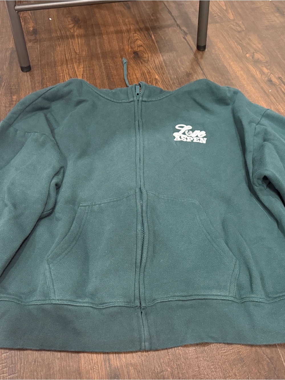 PINK Victoria's Secret Teal Zip-Up Hoodie with White Logo